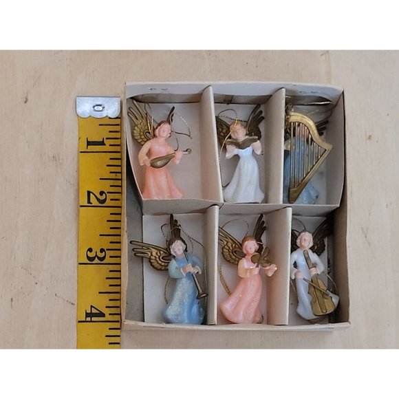 Santa Creation Six Angel Musicians 2 Inches Plastic Ornaments Figures Hong Kong - Picture 5 of 13